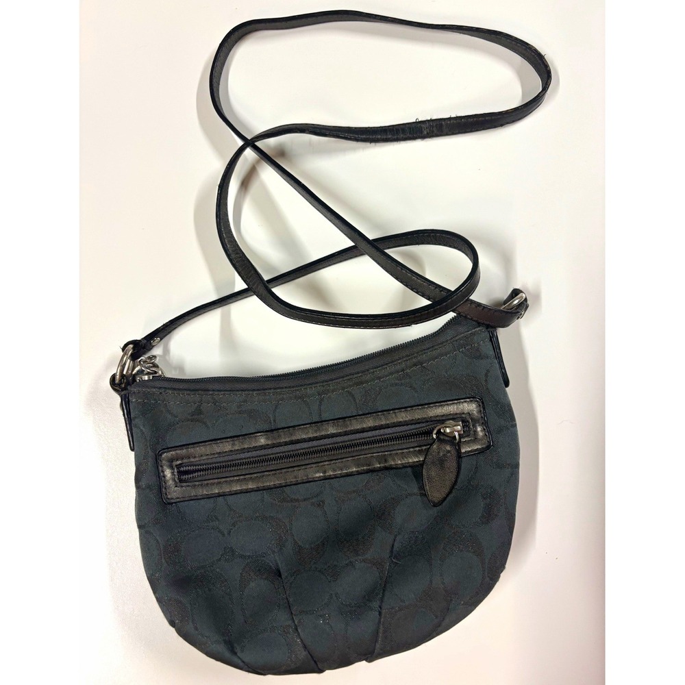 Coach Signature Jacquard Small Crossbody Bag Gray Blue Purple Interior